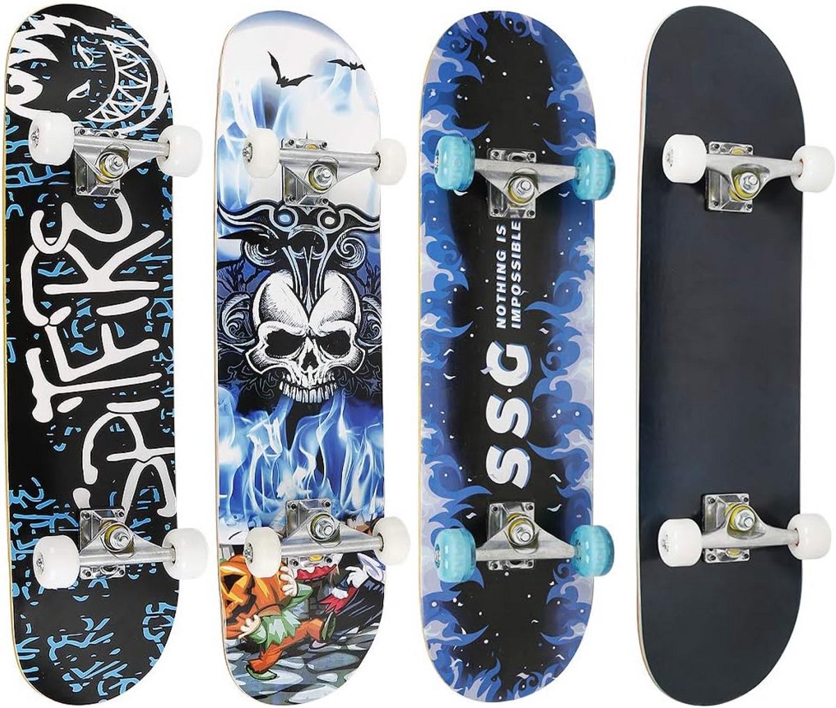 Complete Skateboard voor Kinderen en Tieners, Duurzaam 7-laags Esdoorn Hout