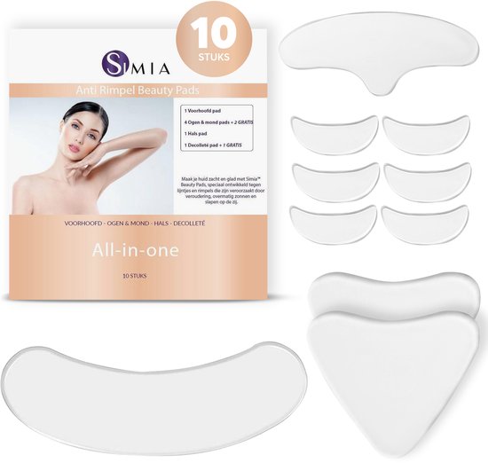 Simia™ Complete Set Anti Rimpel Beauty Pads - 10 Stuks tegen Lijntjes en Rimpels - Decolleté - Hals - Gezicht - Anti-aging - Huidverzorging - Voordeelset