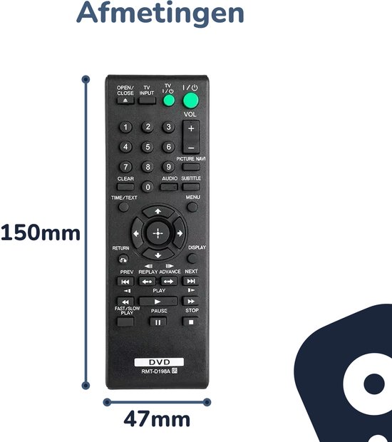 Bedienbaas DVD/CD Afstandsbediening - Geschikt voor Sony - RMT-D198A/RMT-D198P/DVP-SR serie van Bedienbaas — afbeelding 5