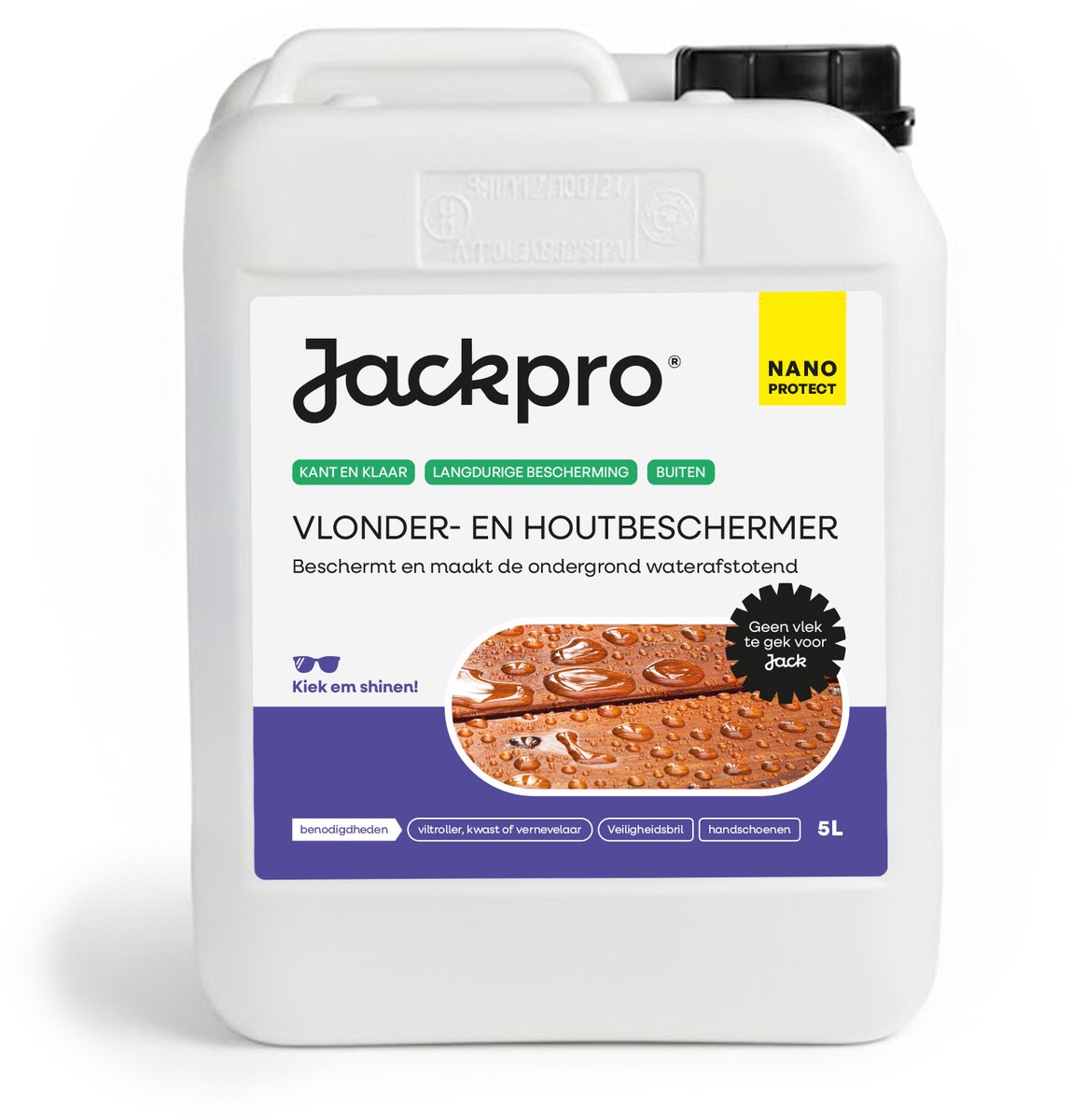 Jackpro Vlonder- en houtbeschermer NANO PROTECT 5L - Anti-regen / Hout Impregneer - Voorkomt vervuiling