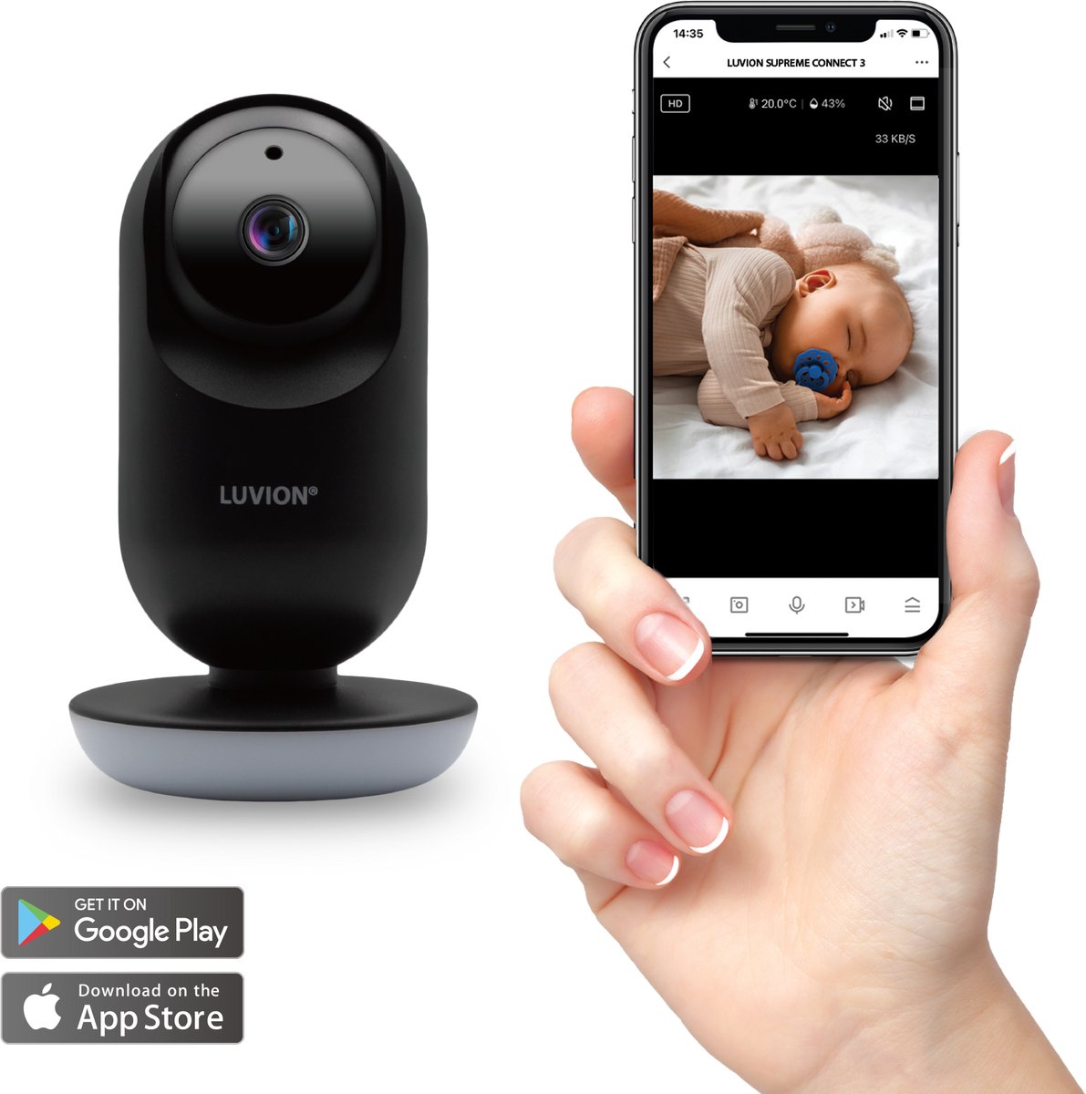 LUVION Supreme Connect 3 Black - Babyfoon met Camera en App thumbnail 5