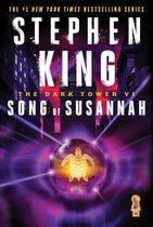 Boekcover van Stephen Kings 'Song of Susannah'. Een stad bij nacht, met een gloeiende schildpad in een paars-roze energiebol.