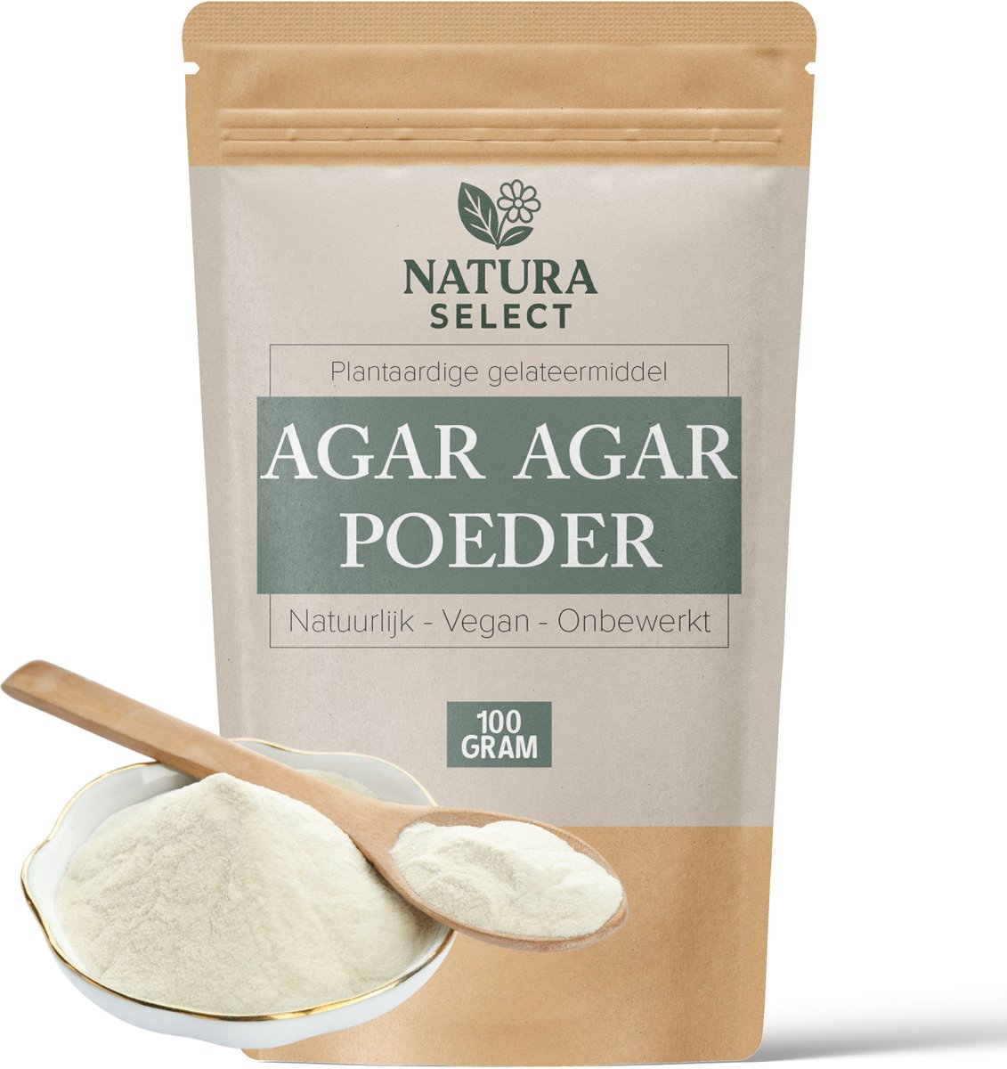 Agar Agar Poeder E406 (100g) – 100% Plantaardig Geleermiddel – Vegan Gelatinevervanger – Voor Pudding, Taarten & Desserts