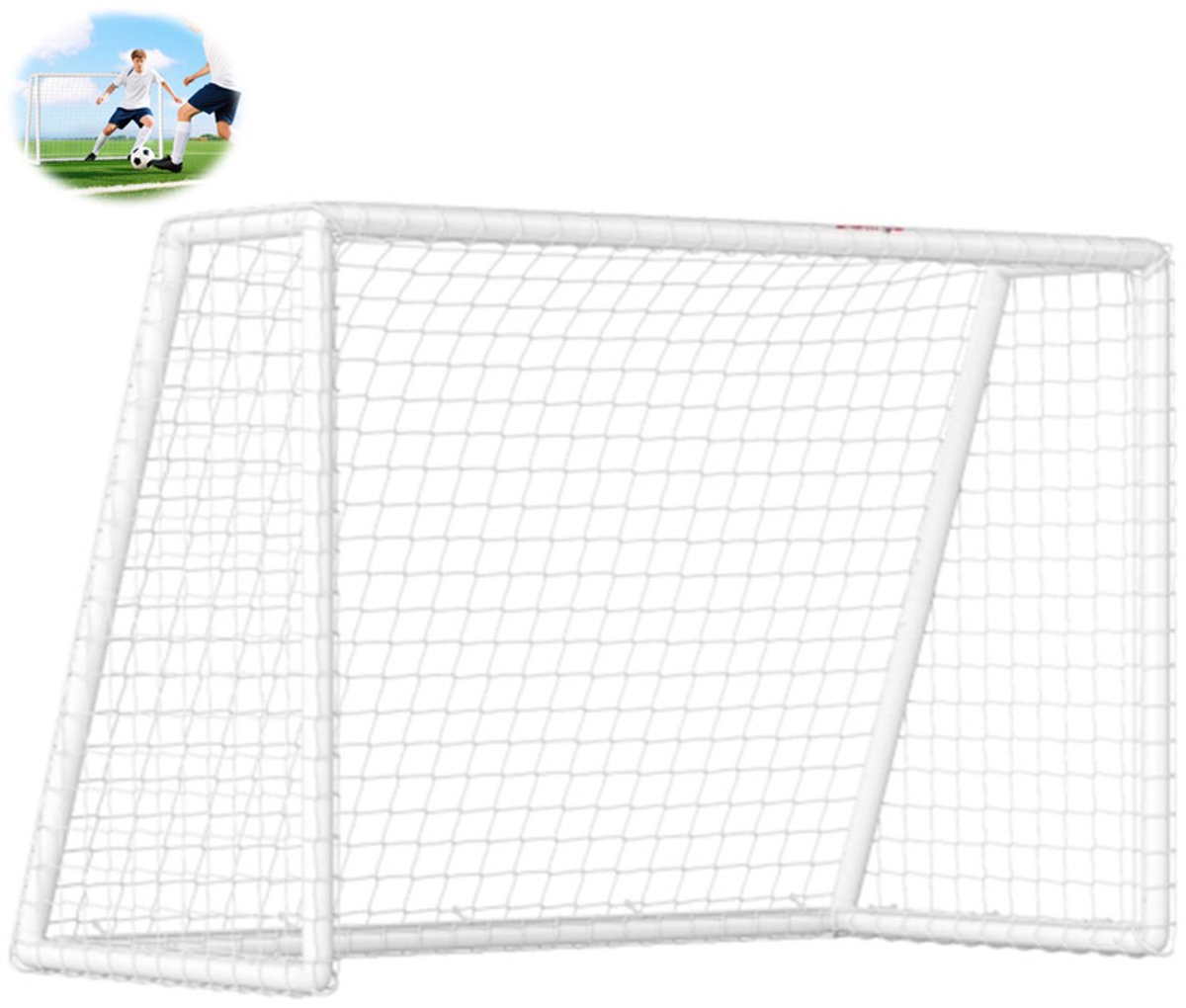 Voetbaldoel - stevig net - kunststof frame - haringen - 180L x 92B x 124H cm - wit