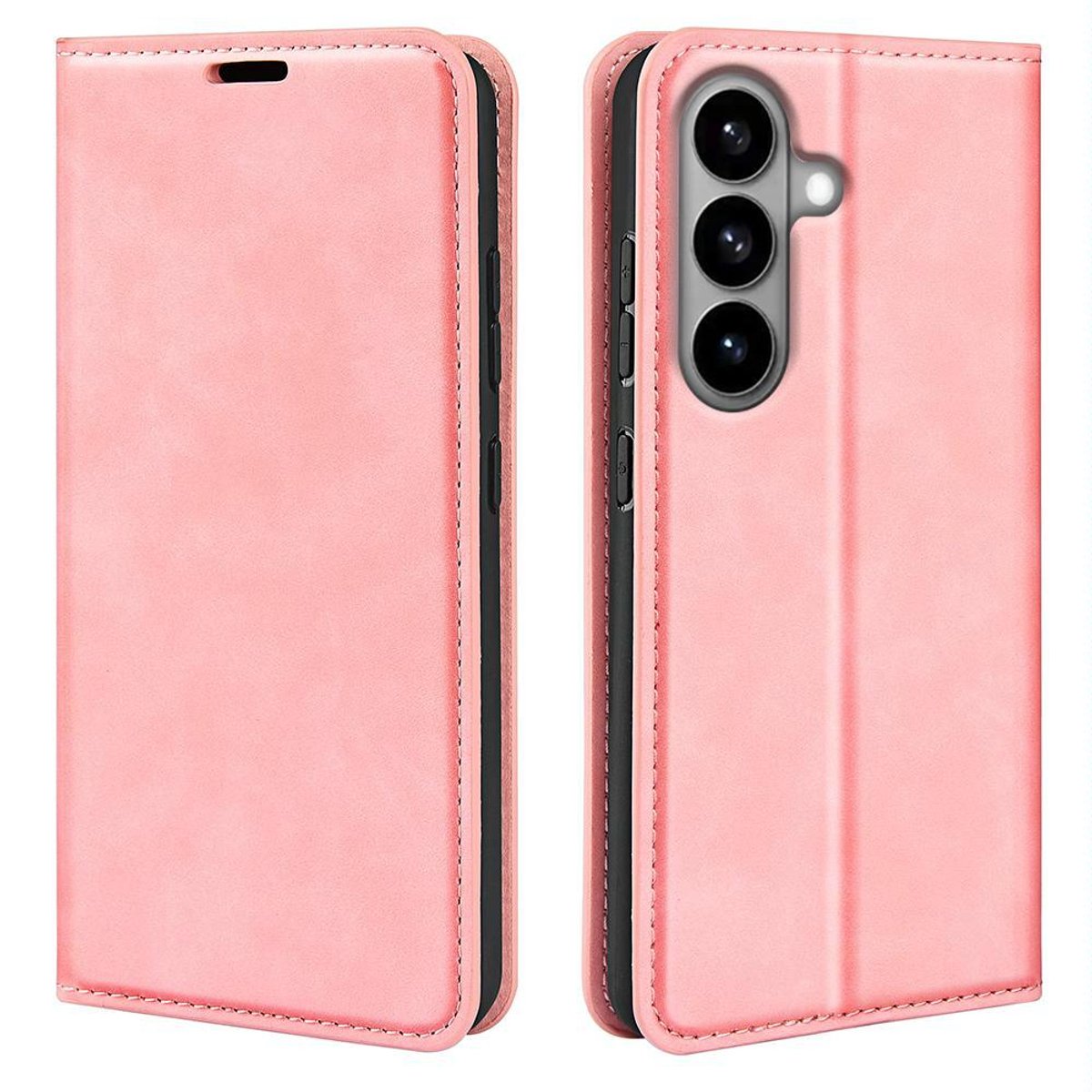 Mobigear Telefoonhoesje geschikt voor Samsung Galaxy S26 Hoesje | Mobigear Retro Slim Bookcase Portemonnee | Pasjeshouder voor 3 Pasjes | Telefoonhoesje voor Pinpas / OV Kaart / Rijbewijs - Roze