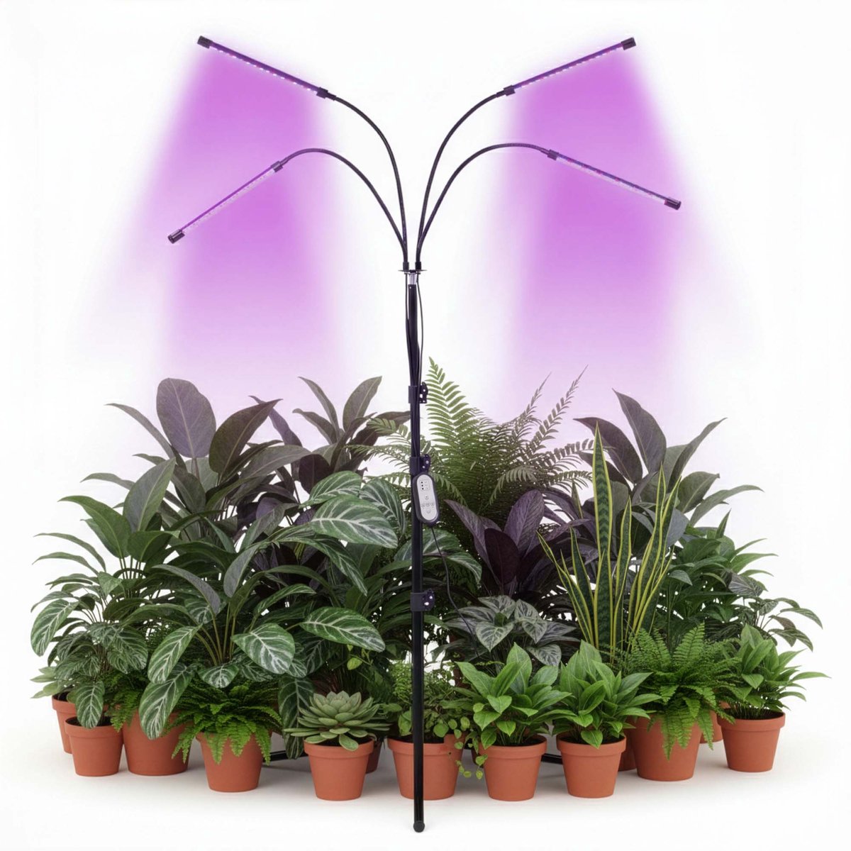 Springos Kweeklamp - Led Voor Planten - Groeilamp - Grow Light - Bloeilamp - Plantenverlichting - 4 Panelen - Met Timer - 80 Led - USB
