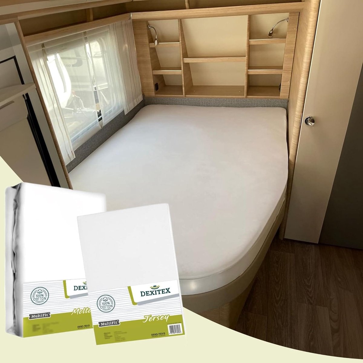 Dexitex Textielpakket Frans bed / 1 x WIT Molton/ 1 x WIT Hoeslaken/ RECHTS