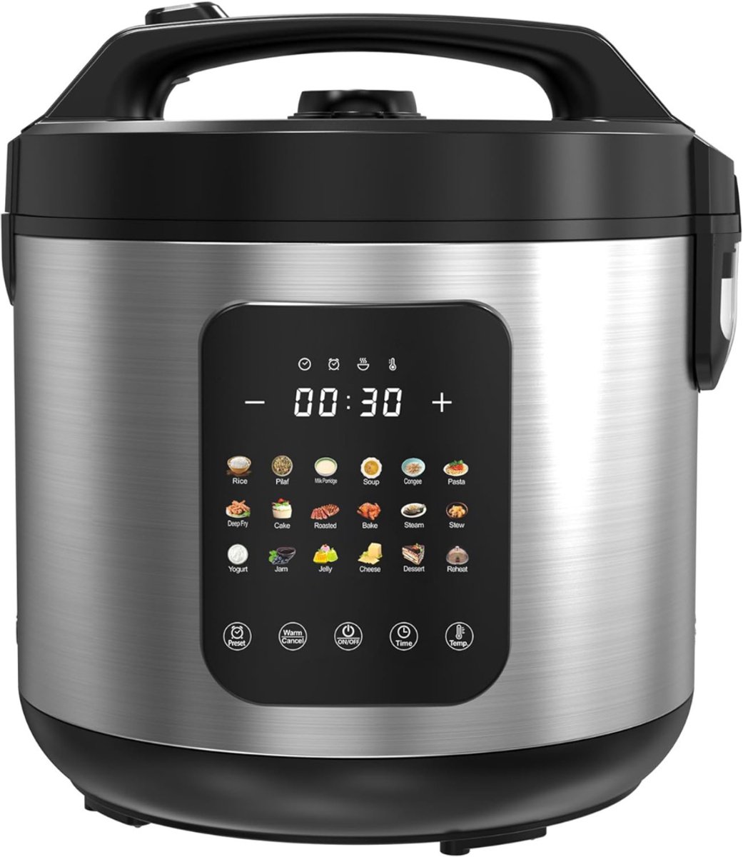 DVDSS® Elektrische snelkookpan - 6-in-1 Rijstkoker & Stoomkoker - 1200W - 5L - Warmtehoud functie - Zilver