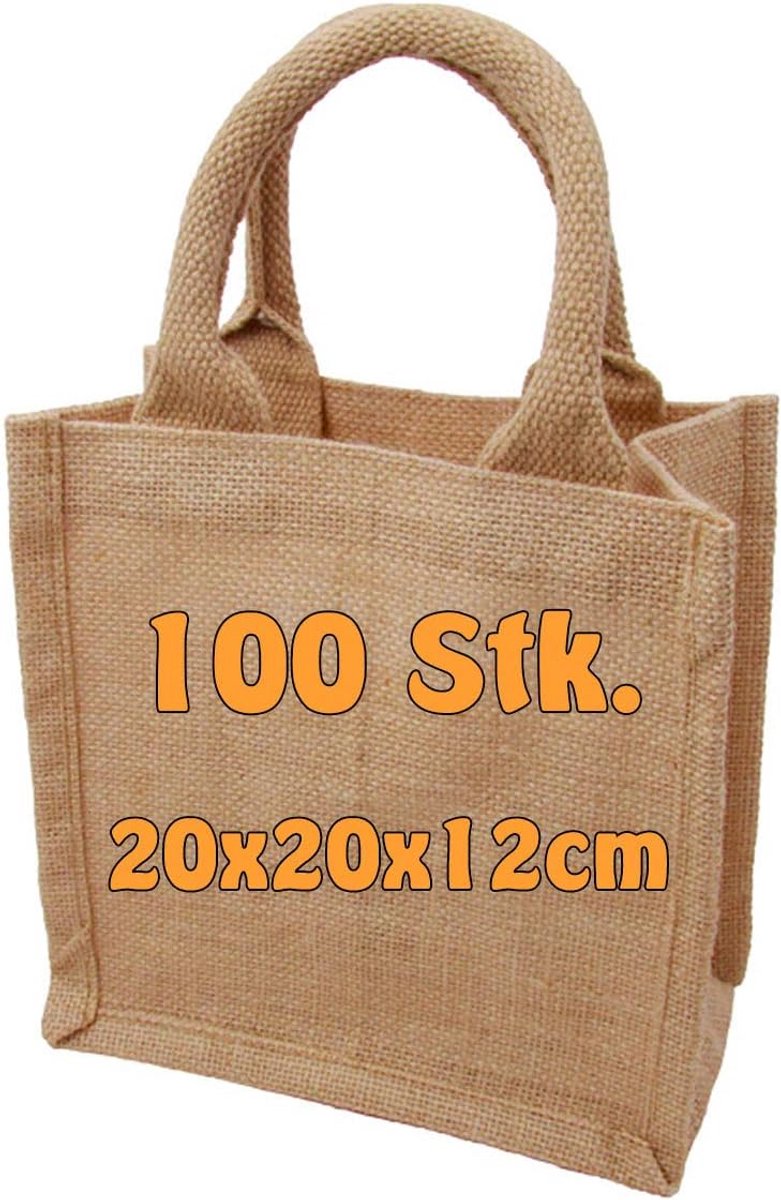 Set van 100 Jute Tassen met Bodemvouw en Waterafstotende Coating
