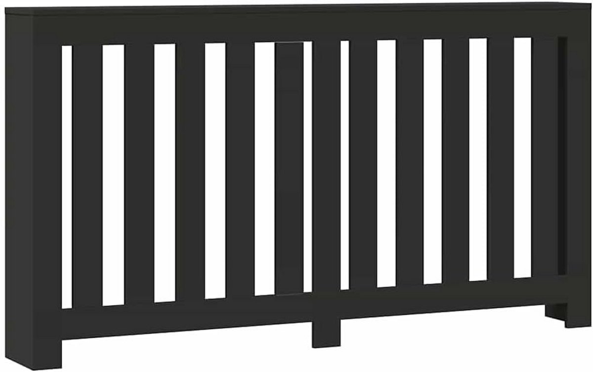Zwarte Houten Radiatorombouw met Plank - 149x20x82 cm