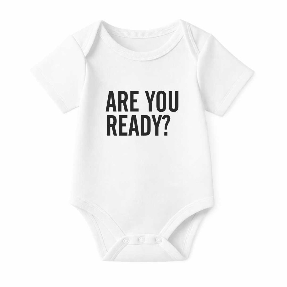Romper Are you ready? - wit - korte mouw