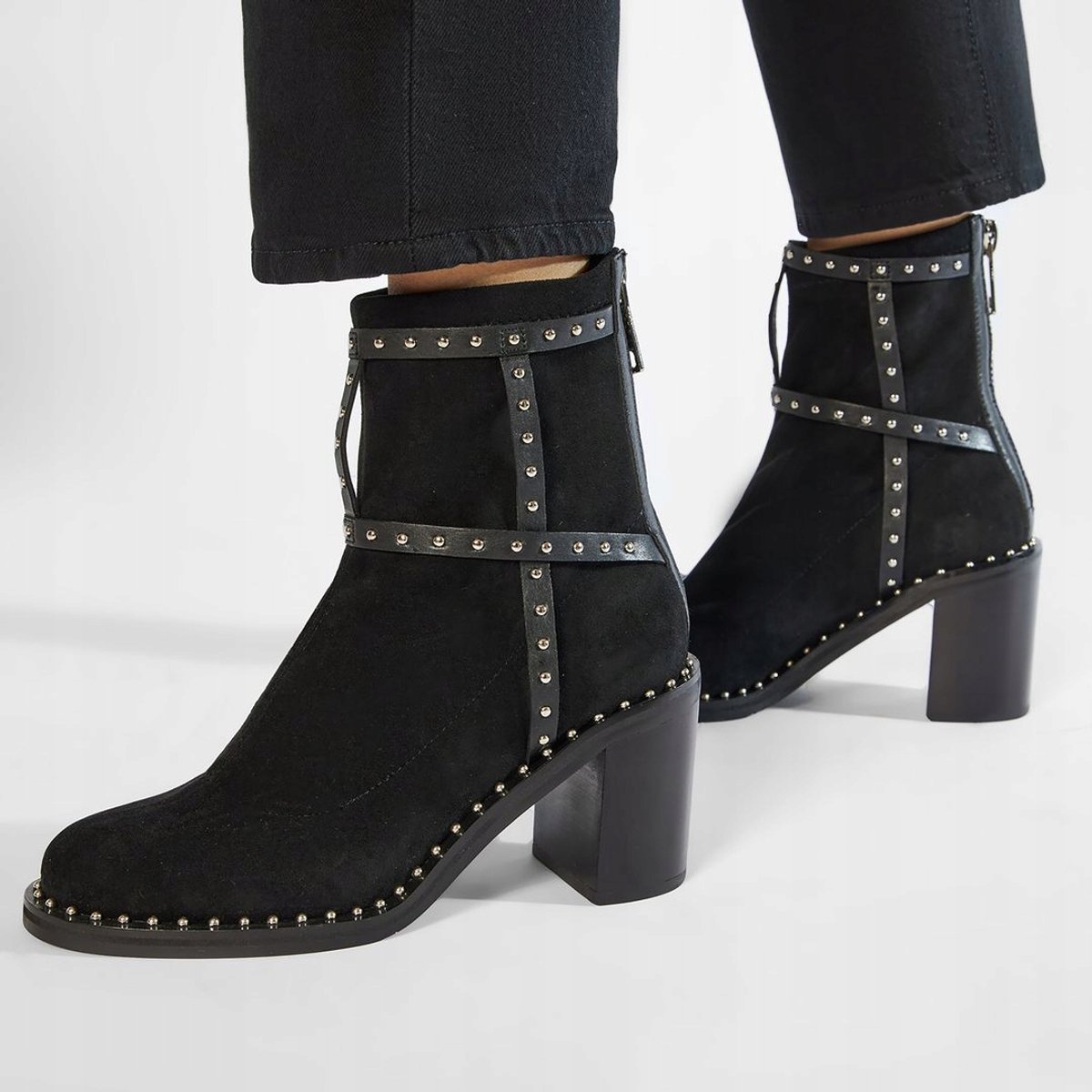 Eva Minge - Dames Enkelboots - Zwart - Synthetisch en Leer - Maat 36