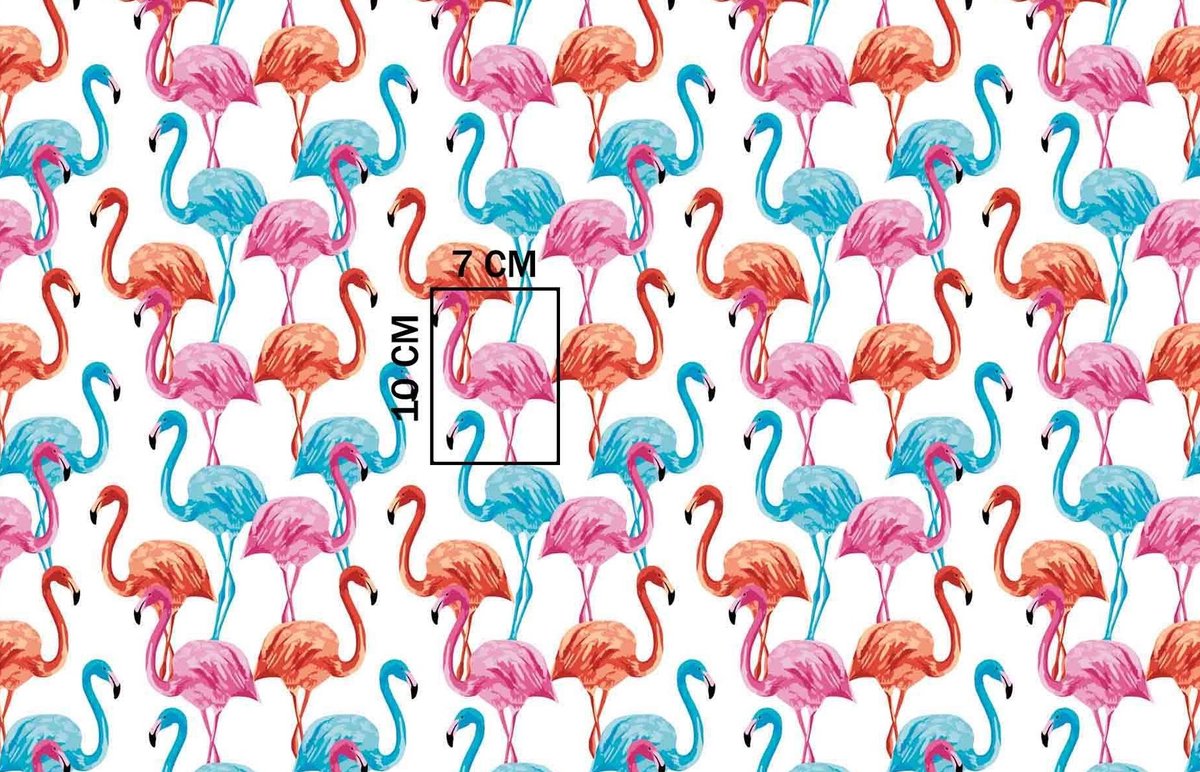 Extrapościel 1400E - Gordijn - Wit - Flamingo - Kleurvol