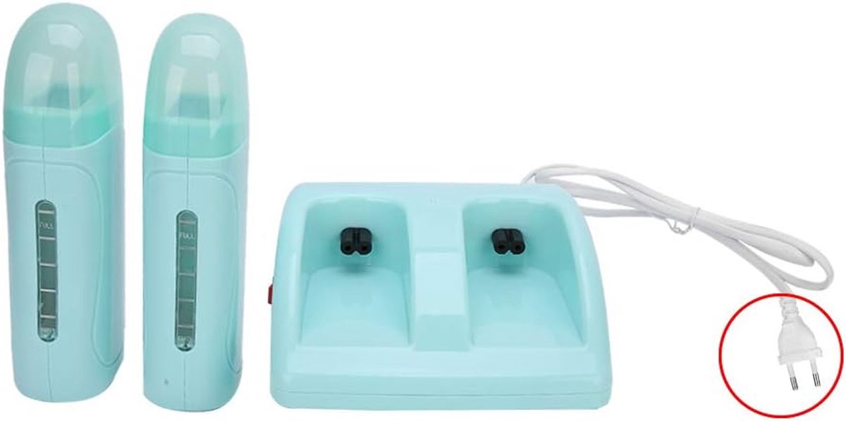 Dubbele Waxverwarmer - Ontharingsapparaat Hars - Professioneel Harsen - Dubbele Cartridge Houder - 220V - Cyaan