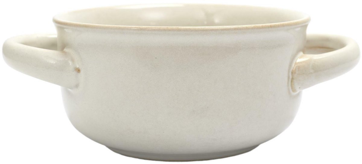 Luna Luxe Soepkom met Oortjes - Ø 13,7 cm - Hoogwaardig Keramiek - Crème/Ivoor - Hittebestendig - Vaatwasserbestendig - Klassiek Design