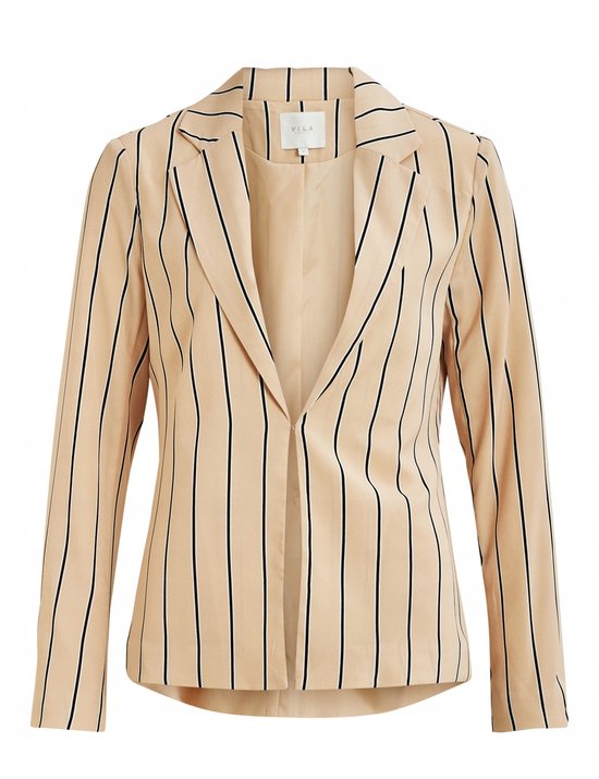 Vila - Damesblazer - Beige - Gestreept - Maat 36