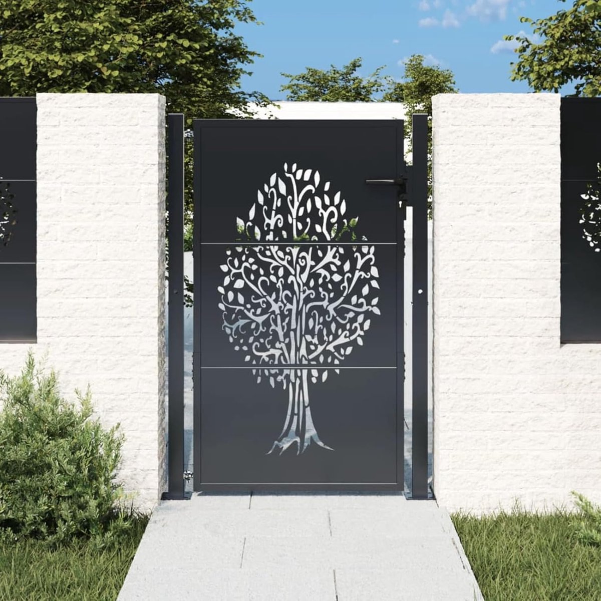 Tuinpoort Staal - Oprithek - Veiligheid Tuin - Verstelbare Breedte - 105x130 cm - Antracie