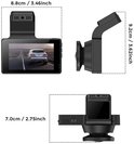 Afmetingen van een AZDome dashcam: 8.8cm breed, 9.2cm hoog, 7.0cm diep. Met scherm.
