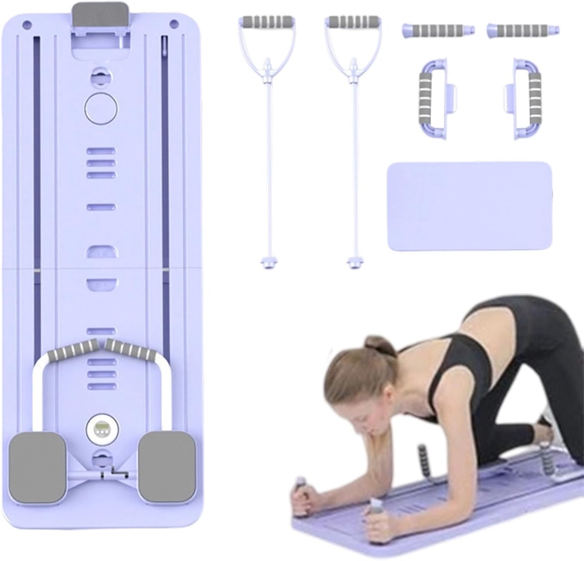 Pilates Trainingsapparaat - Core Trainer - Kracht Training - Opvouwbaar Ontwerp - 56 x 43 x 13 cm - Paars