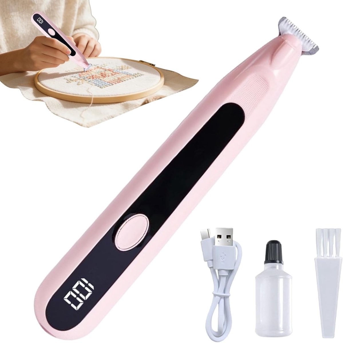Elektrische naadscheider - Draadverwijderaar naaigerei - Naden Snel Herstellen - Ergonomisch Ontwerp USB-C - 17 cm - Roze