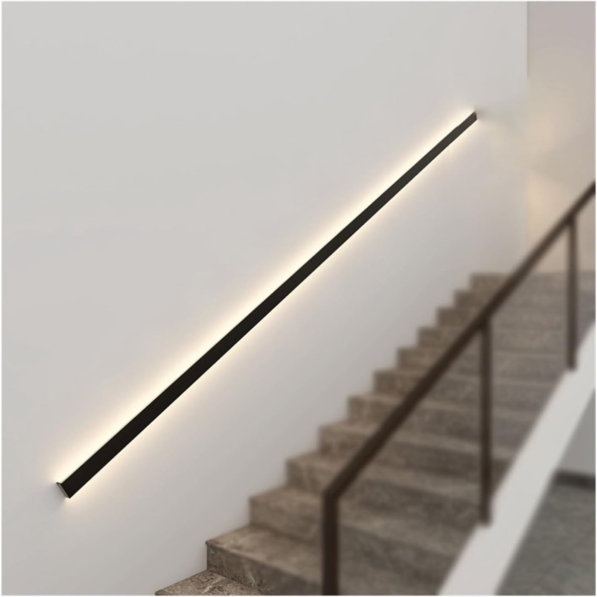 Wandgemonteerde Leuning - Veiligheidsgreep - Trap Veiligheid - Geïntegreerd Warm Licht - 100 cm Lengte - Modern Zilver