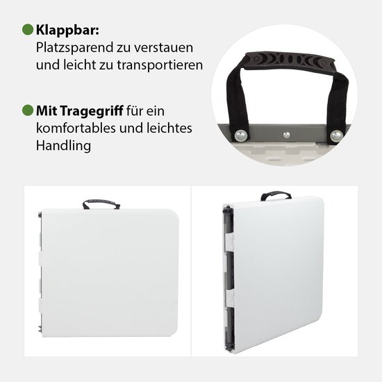 TRUTZHOLM - Klaptafel - 120 x 60 cm - In Hoogte Verstelbaar - Wit - Campingtafel - Vouwtafel - Kunststof - Voor 4-6 Personen van Merkloos — afbeelding 4