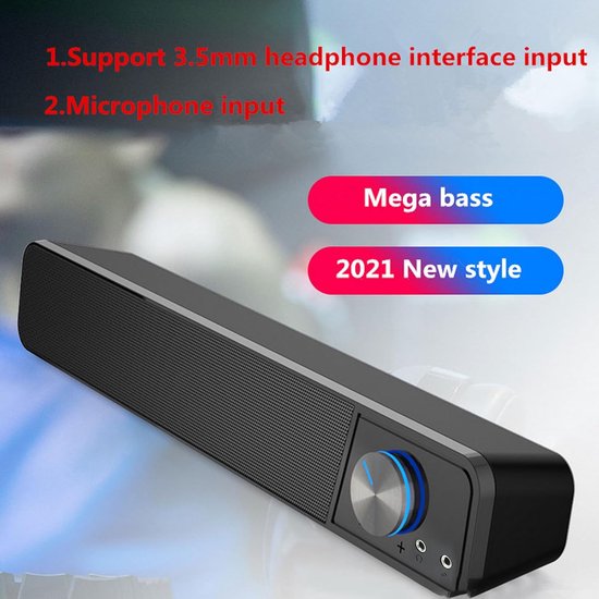 Soundbar - Audiosysteem Luidspreker - Feestjes Thuis Buiten - Verbeterde Bas Hifi - 38x6x6cm - Grijs van Merkloos — afbeelding 4