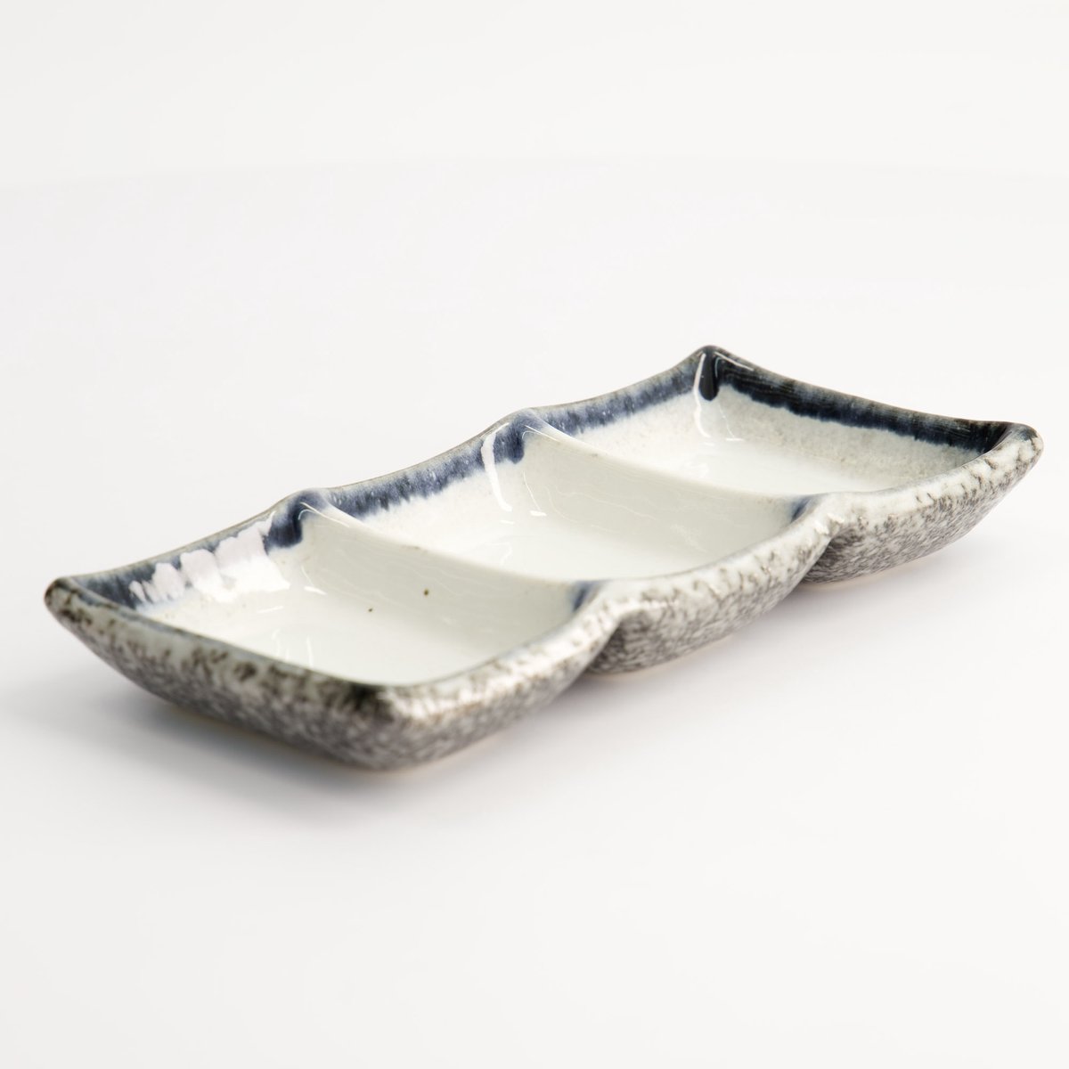 Tokyo Design Studio - Grijs/Wit Sausschaaltjes - Tajimi - 3 delig - 19 x 9 x 2.5cm