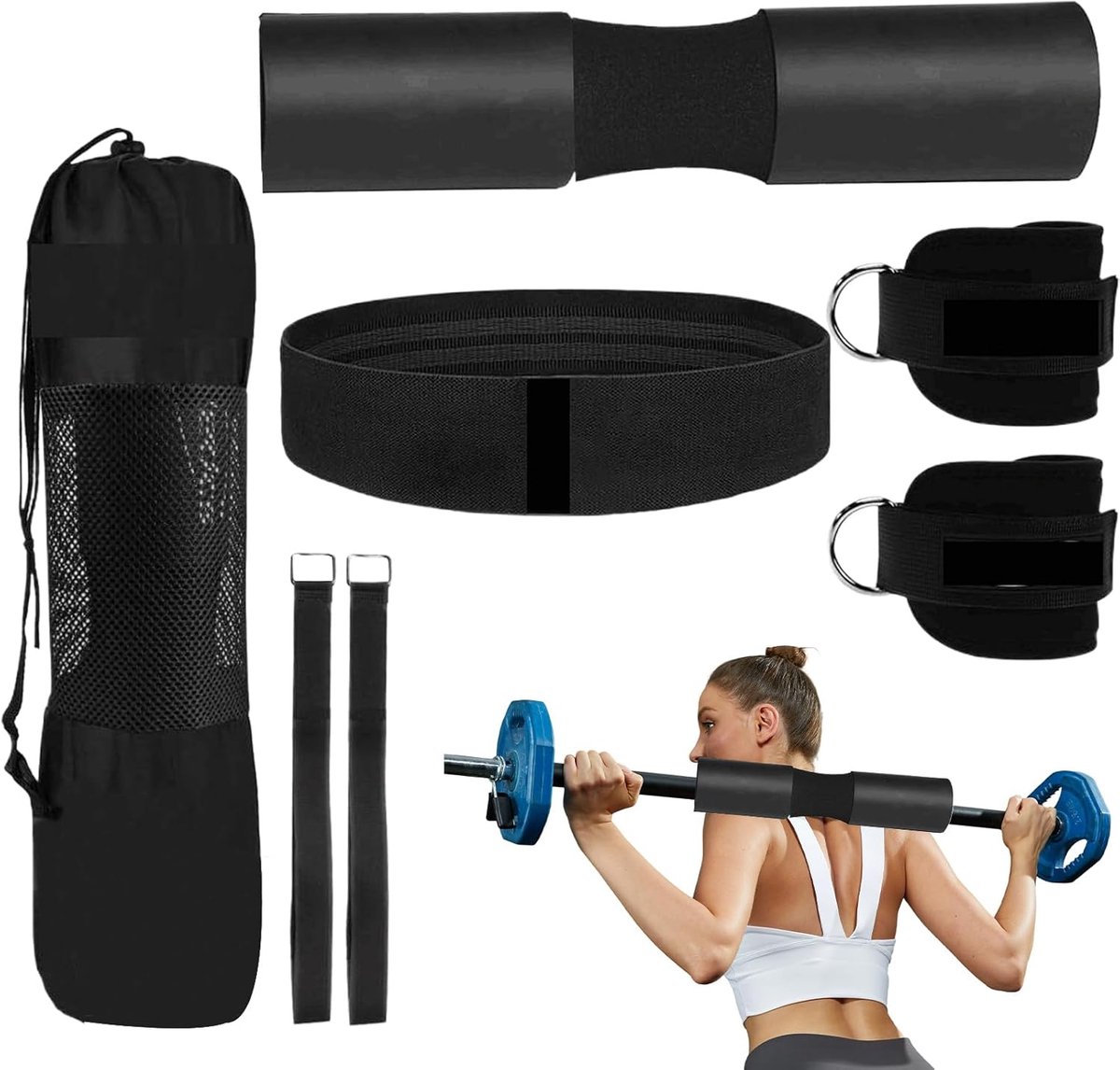 Halterbank Kussen - Barbell Pad - Kniebuigingen Kracht - Schokabsorberend Ontwerp - 49 x 16 cm