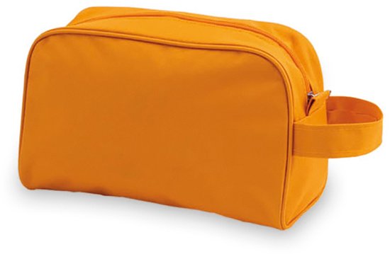 Toilettas oranje met handvat 21,5 cm voor kinderen - Reis toilettassen/etui - Handbagage