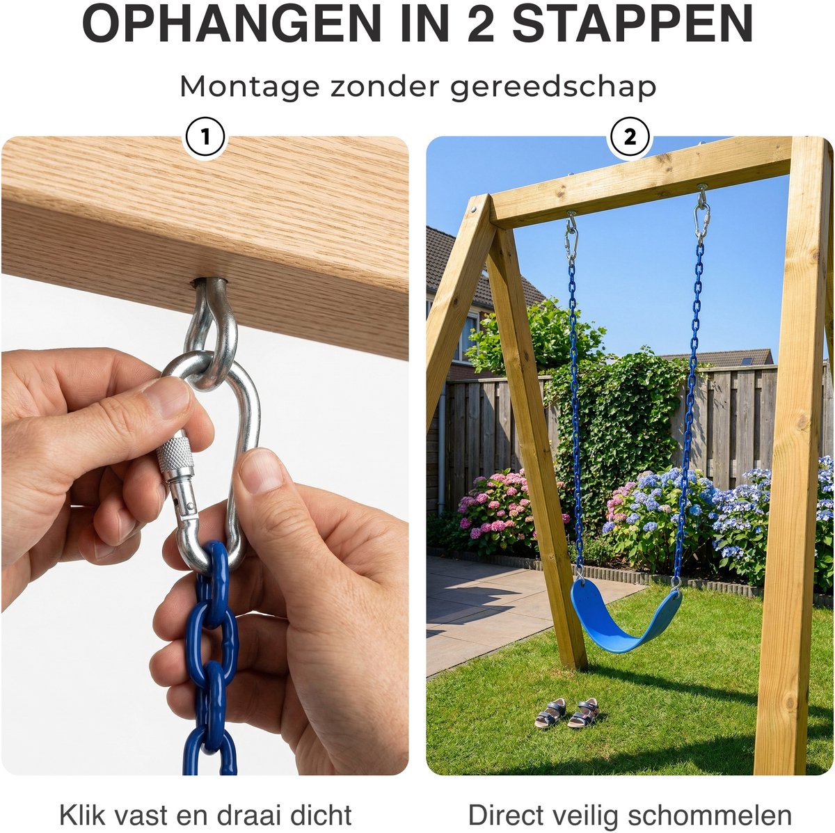 JAXY Schommelzitje - Kinderschommel Buiten - Tot 136 KG - Buitenspeelgoed Jongens, Meisjes & Peuter - Blauw — afbeelding 9
