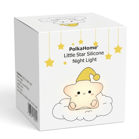 PolkaHome® Ster Nachtlampje Kinderen - 7 Kleuren RGB - USB Oplaadbaar - Dimbaar - Touch Sensor - Siliconen Baby Nachtlamp - Zacht & Veilig - Kinderkamer Lamp van PolkaHome — afbeelding 4