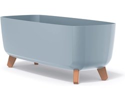 Bloempot met poten - Sierpot langwerpig - Planten buiten - Houtimitatie poten - 40 cm - Grijs