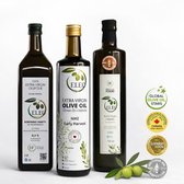 ELEO Olijfolie Introductiepakket - Extra Vierge - Nike Early Harvest (0,5L) - Amaliada (0,75L) - Olympia (1L) - Superieur en Rijk aan Antioxidanten - Internationale Medaille Winnaars