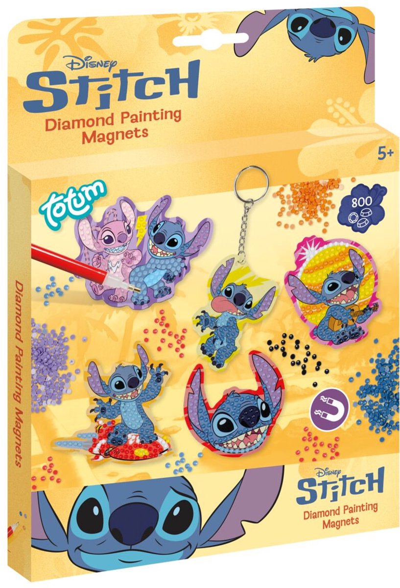 Disney Stitch Totum magneten en sleutelhanger maken met 800+ strass steentjes - knutselset unisex diamond painting creatief speelgoed meisjes en jongens — afbeelding 20