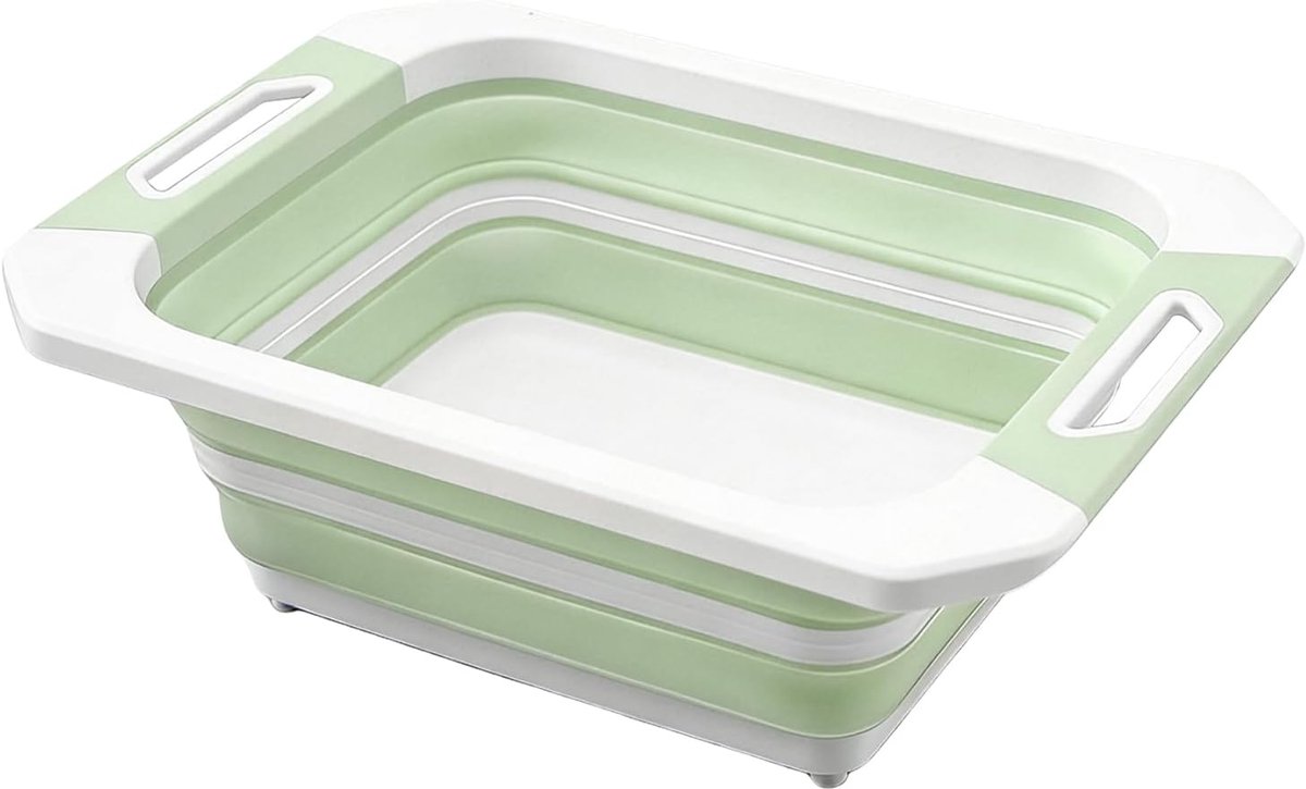 Snijplank met Bak - Keuken Hulp - Compact Koken - Ingebouwde Afvoer - 40x29 cm - Lichtgroen