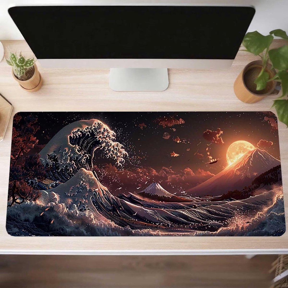 XXL Muismat - Bureauonderlegger - Gaming en Kantoor - Waterdicht en Antislip - 140 x 60 cm - Oceaanblauw