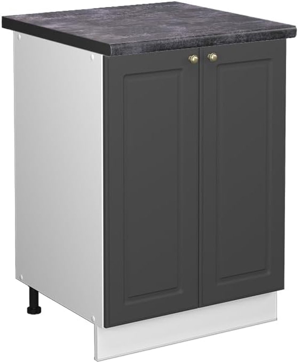 Keukenkast Basis - Opbergkast Keuken - Keuken Organiseren - Verstelbare Voetjes - 60 cm Breed - Antraciet Goud