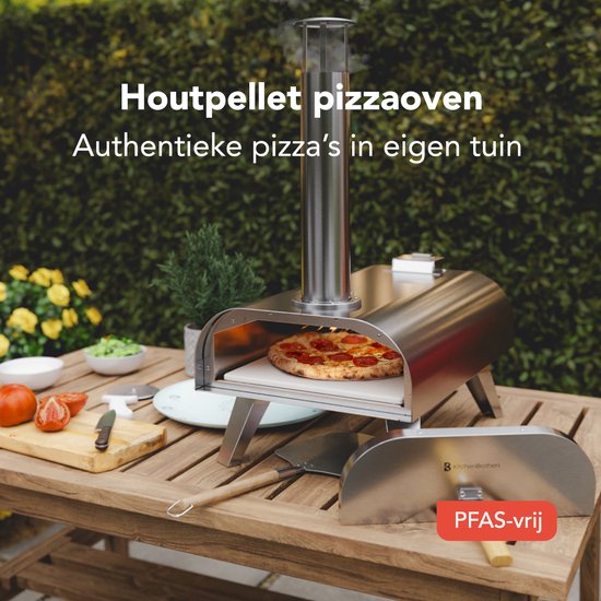 KitchenBrothers Pizza Oven - Houtgestookt - PFAS- & BPA-Vrij - Tafelmodel - Met Beschermhoes - Inklapbaar - Pizzasteen - tot 460°C Pizza maker - Complete Set - Pizzaoven voor Buiten - RVS van Merkloos — afbeelding 3