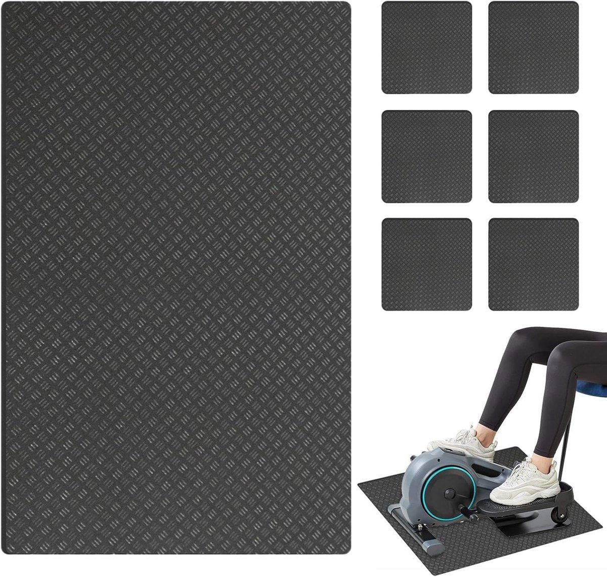 Loopbandmat Vloerbescherming - Fitnessmat Machineonderlegger - Thuis Sporten - Anti-slip Ontwerp - 43x60cm - Zwart