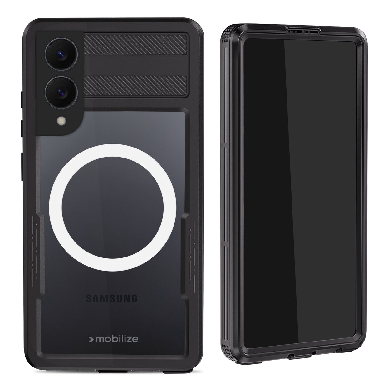Mobilize Hoesje geschikt voor Samsung Galaxy S25 Edge Waterdicht MagSafe Telefoonhoesje Hardcase | Mobilize Waterproof Backcover | Geschikt voor MagSafe | Geschikt voor Draadloos Opladen met Magnetische Ring | Geschikt voor MagSafe Case - Zwart