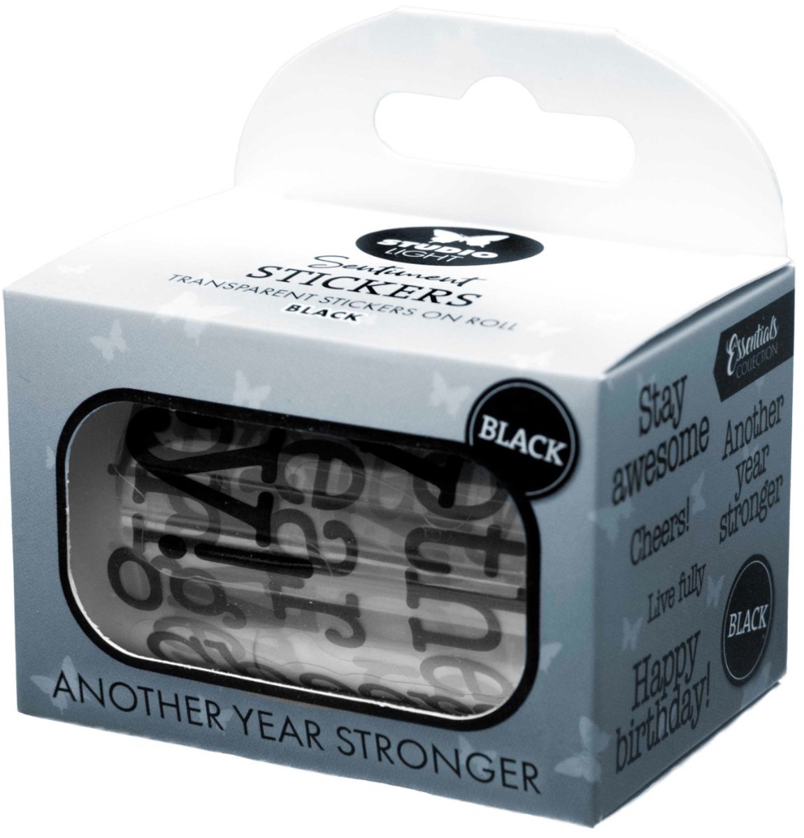 Clear stickers black - Another year stronger - Essentials nr. 75