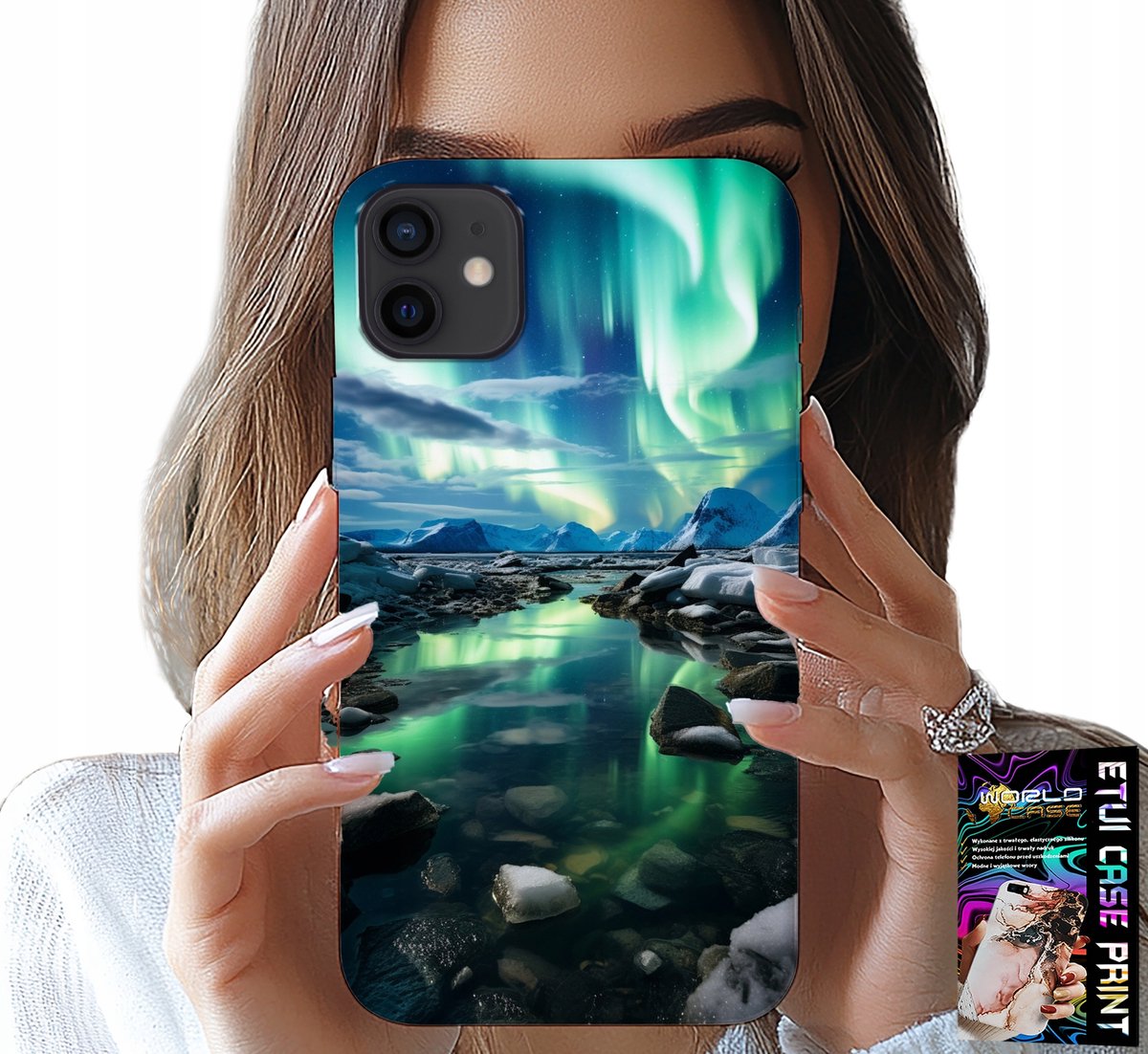 HOESJE VOOR IPHONE 12 - ALASKA AURORA BOLTERS STAWIK HOESJE + GLAS