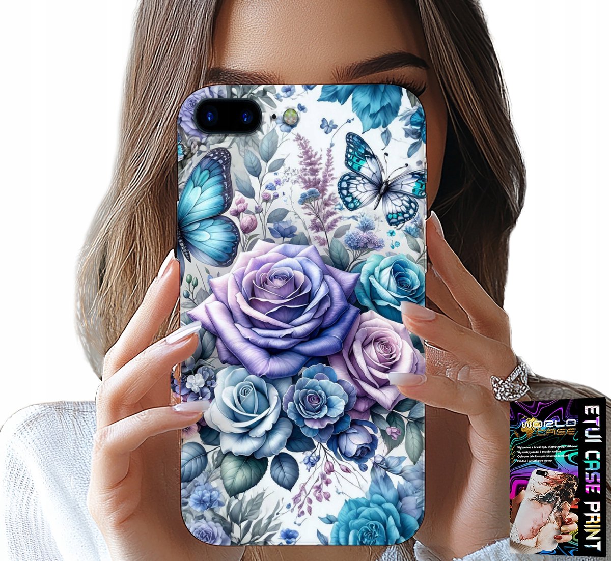 iPhone hoesje (7 Plus) - Hoesje met bloemenpatroon + glas