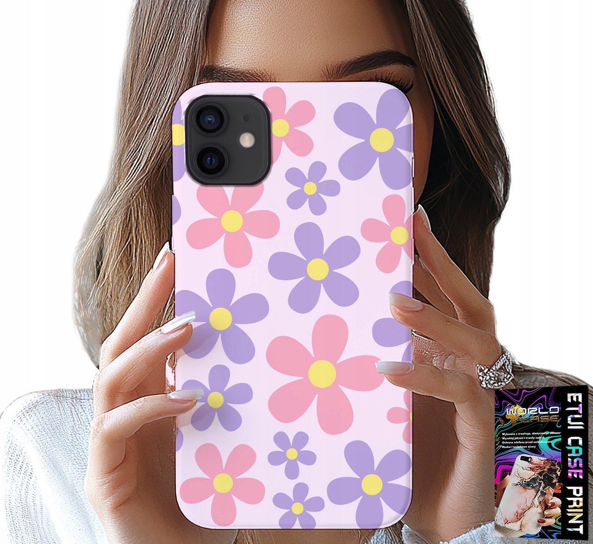 HOESJE VOOR IPHONE 12 MINI - KLEURRIJKE MADELIEFJES, MADELIEFJES, BLOEMEN