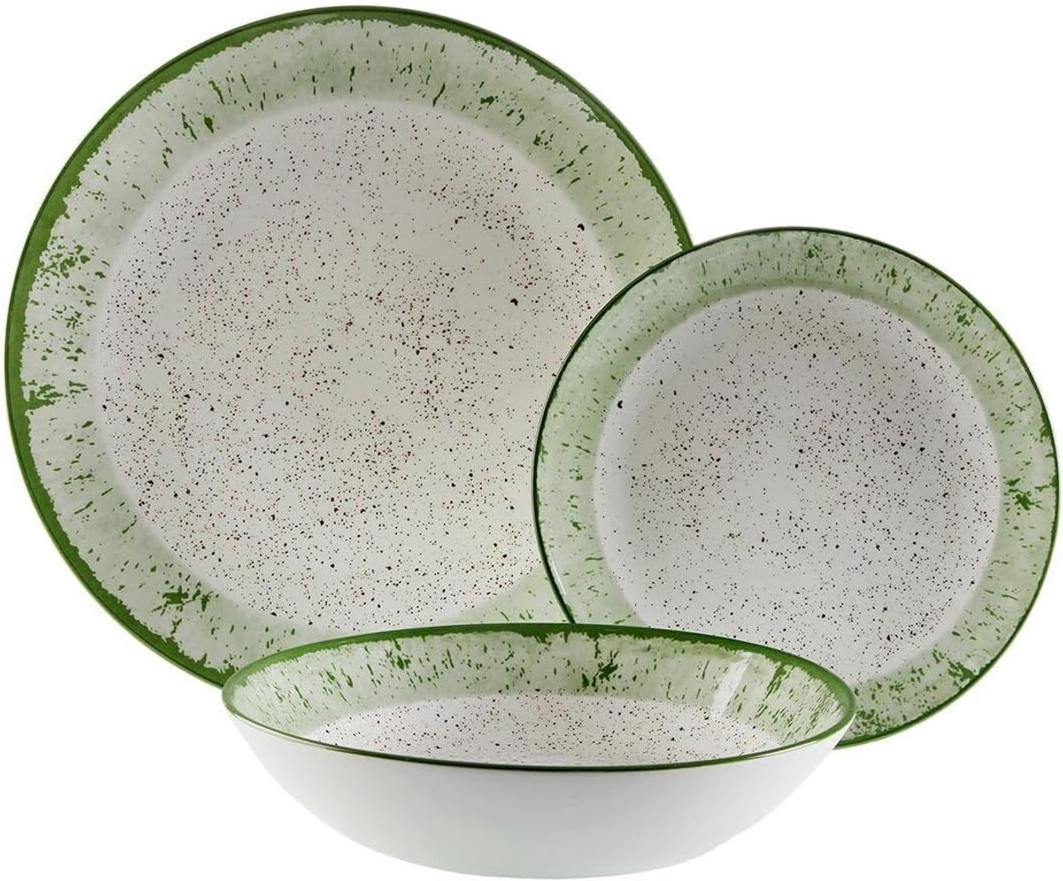 Serviesset Porselein - Diner Set - Dagelijks Gebruik - 18 Delig - Ø 26.5 cm - Groen
