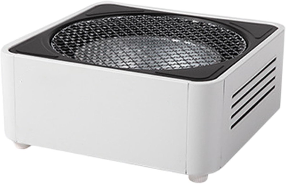 Houtskoolbarbecue - Compacte Grill - Buiten Koken - Oliebestendige Coating - 34x34x15 cm - Wit