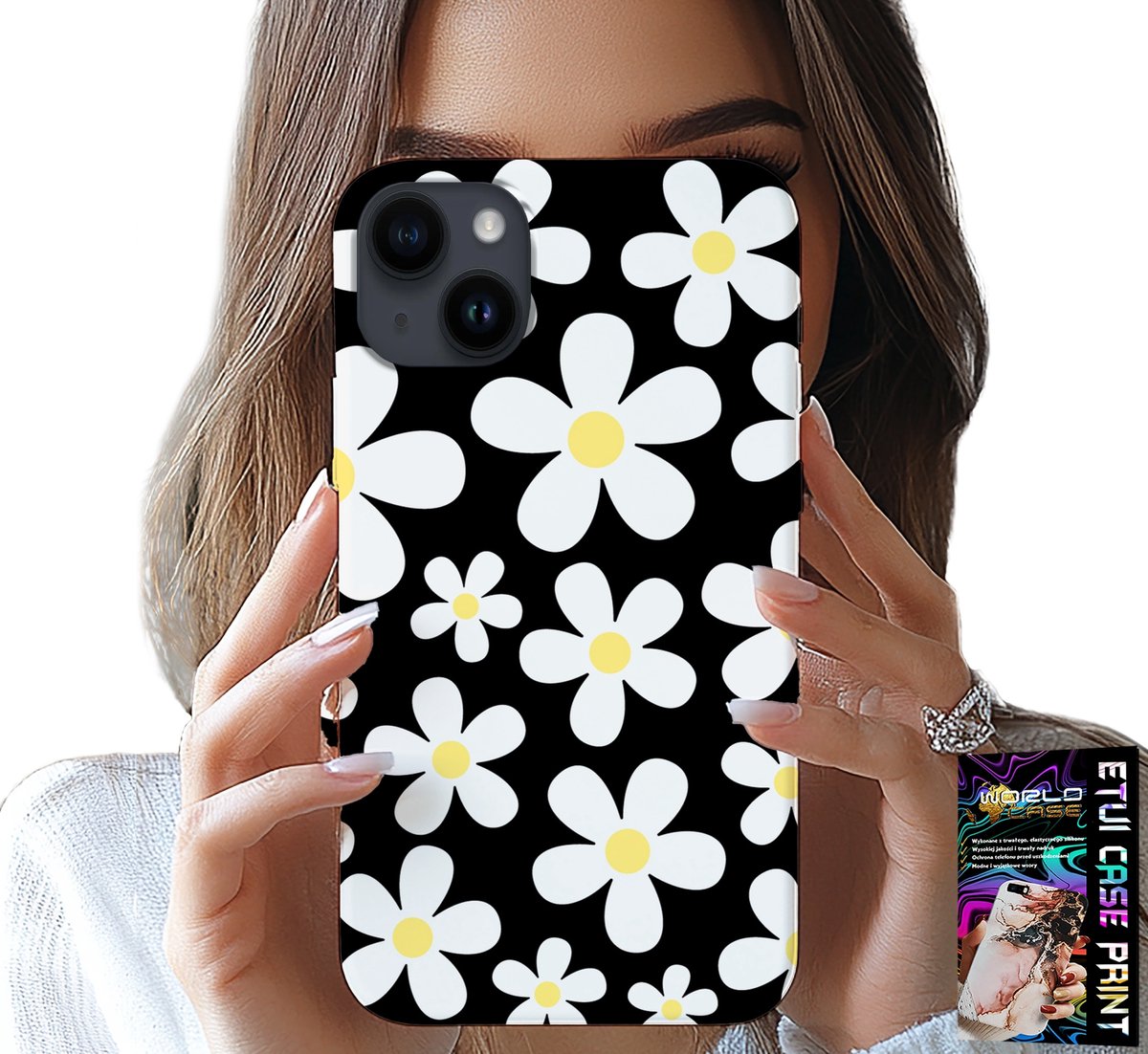 IPHONE 13 HOESJE - DAISY, DAISIES, FLOWERS, BACK