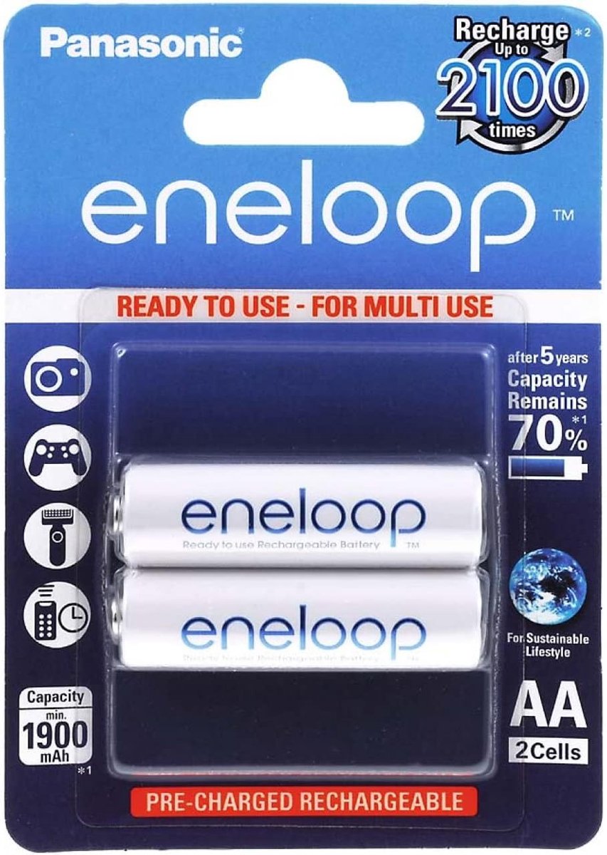 Oplaadbare Batterijen - AA Accu's - Energievoorziening - Lange Levensduur - 2 Pack - Wit