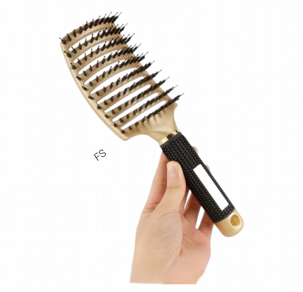Frazimashop-Haarborstel- Everzwijnhaar-Antiklit - uniseks- Voor Mannen en Vrouwen-Geschikt voor Pruiken en Haarextensies – Goud/Zwart